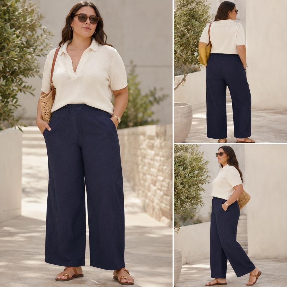 Banana Republic Mid Rise Relaxed Painter Pull On Pants LT Large Tall Navy NWT
